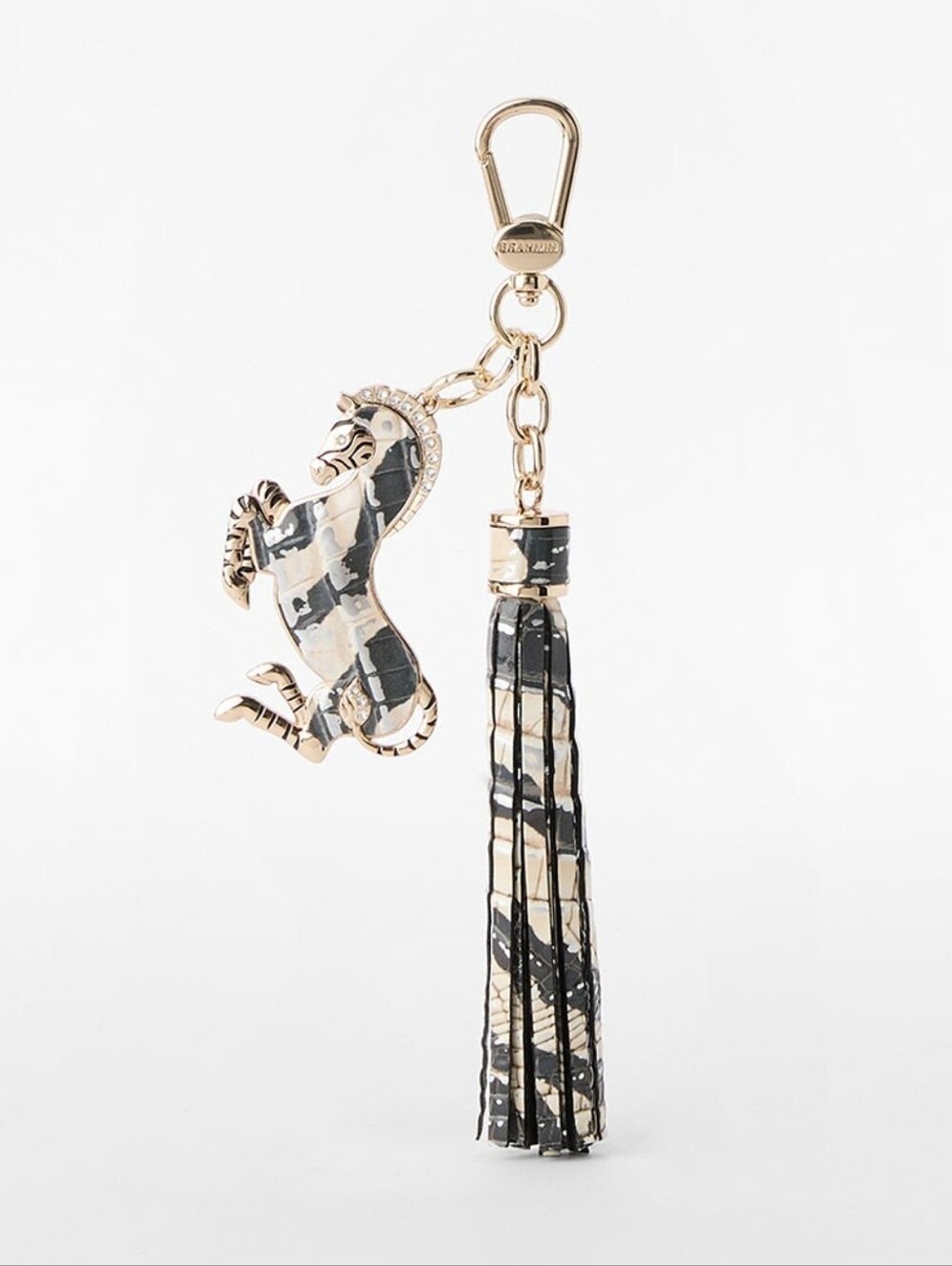 Brahmin Zebra Charm Tassel Everlasting Encore with Gold Hardware